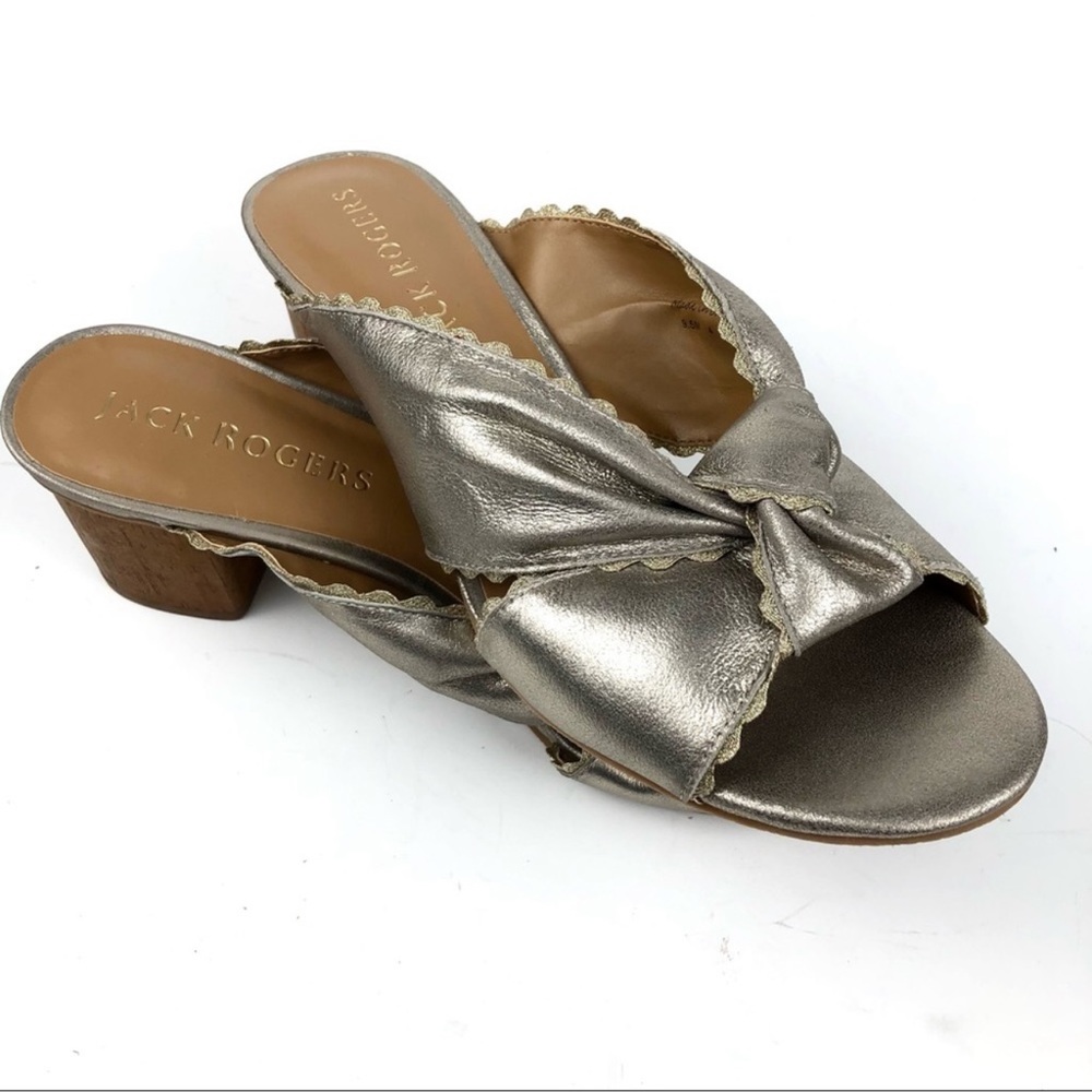Jack Rogers Womens Gold Metallic Leather Slip On Sandal Sz.9.5